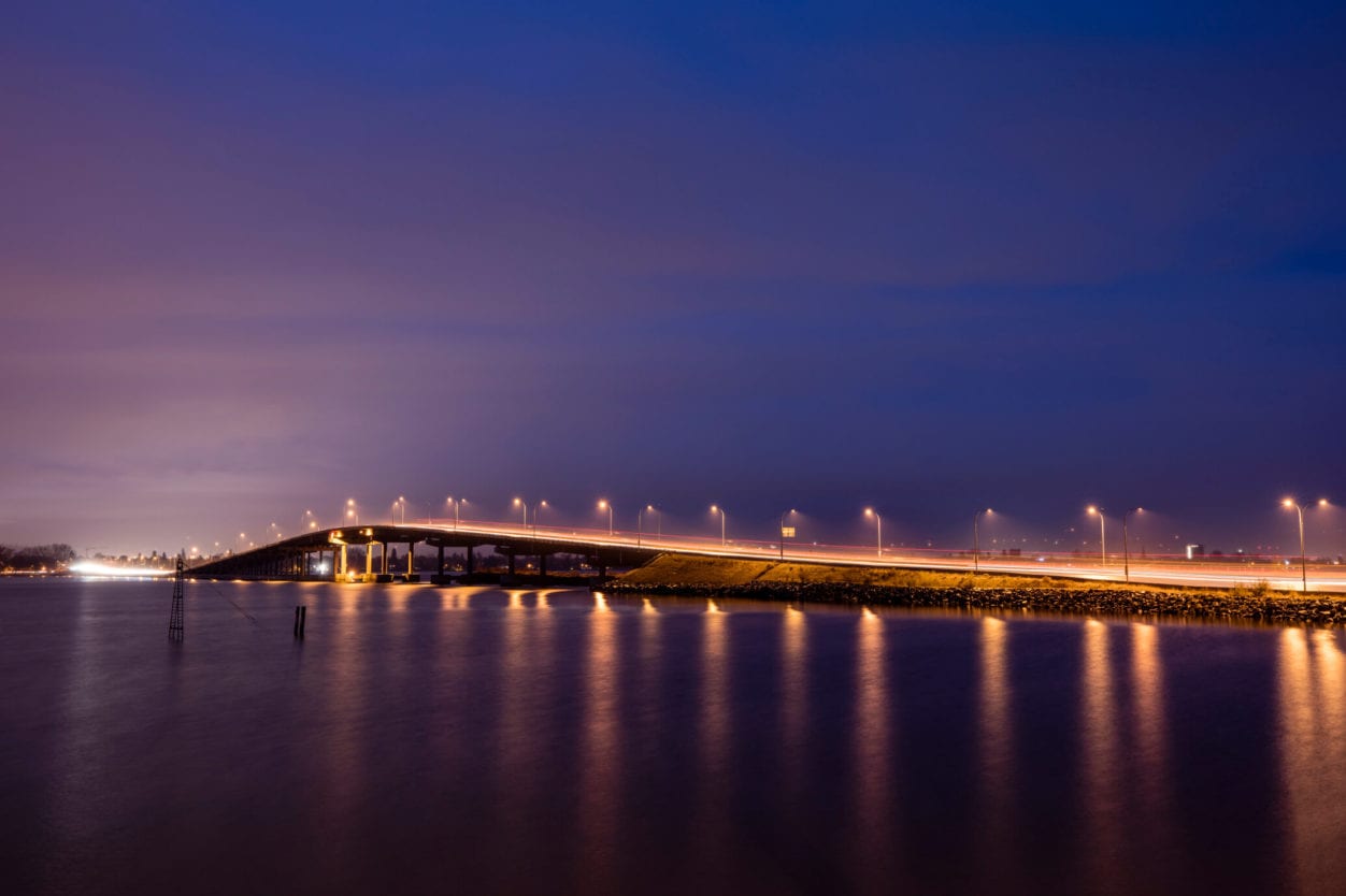 Kelowna Bridge at Night with Lights