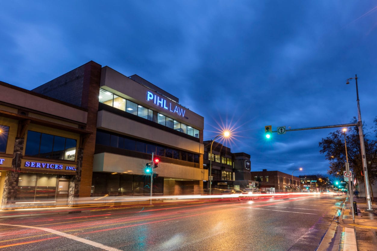 Pihl Law Office Building Street View at Dusk